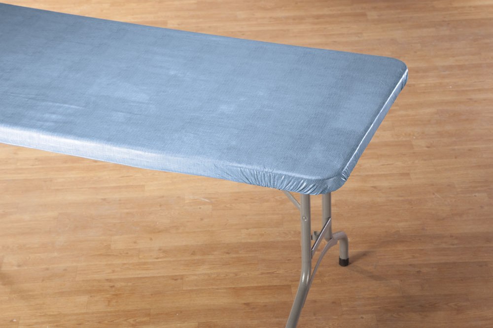 grey elasticized table cover rectangle