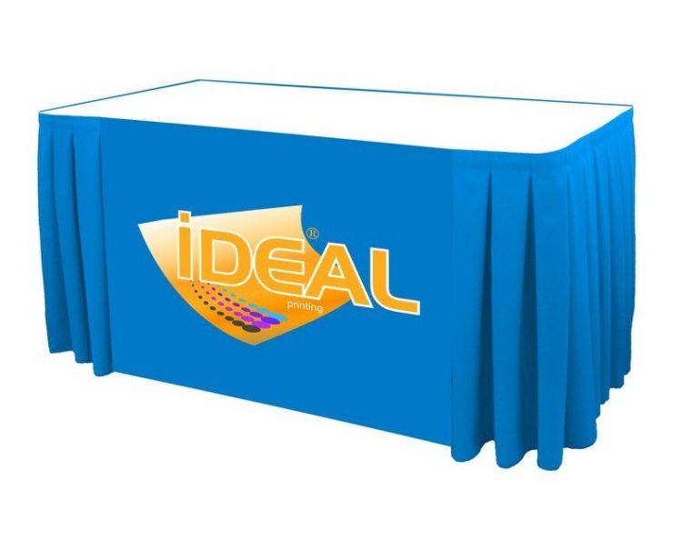 pleated table covers with logo