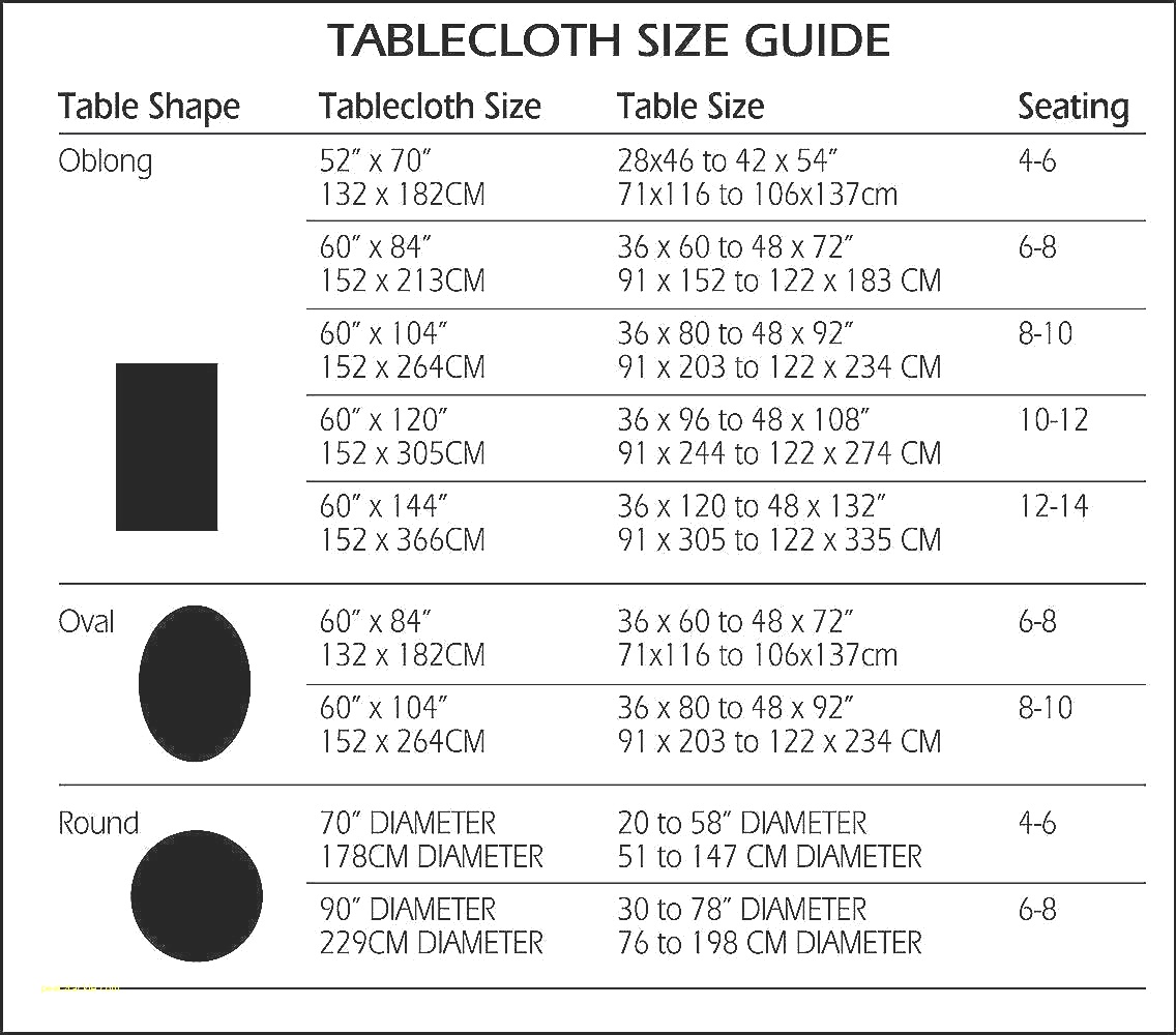 tablecloth sizes for oblong tables