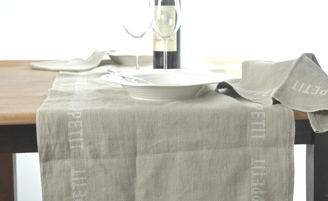 linen runners for tables | Pure Linen Black Bon Appetit Table Runner | The Crockery Barn | linen runners for tables