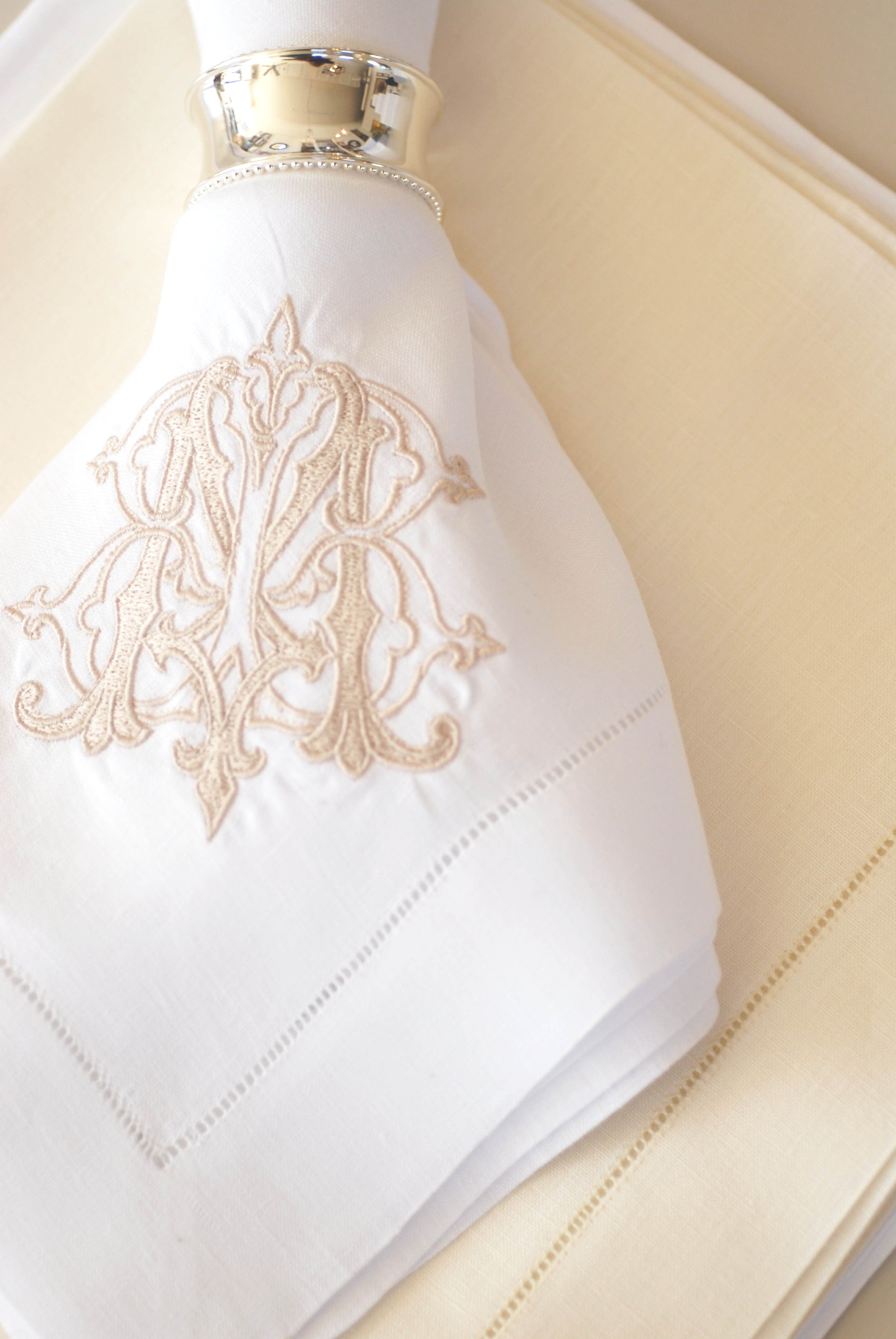 monogrammed table linens | Embroidery Napkins - Buy Monogram Napkin,Hemstitch Napkin ..