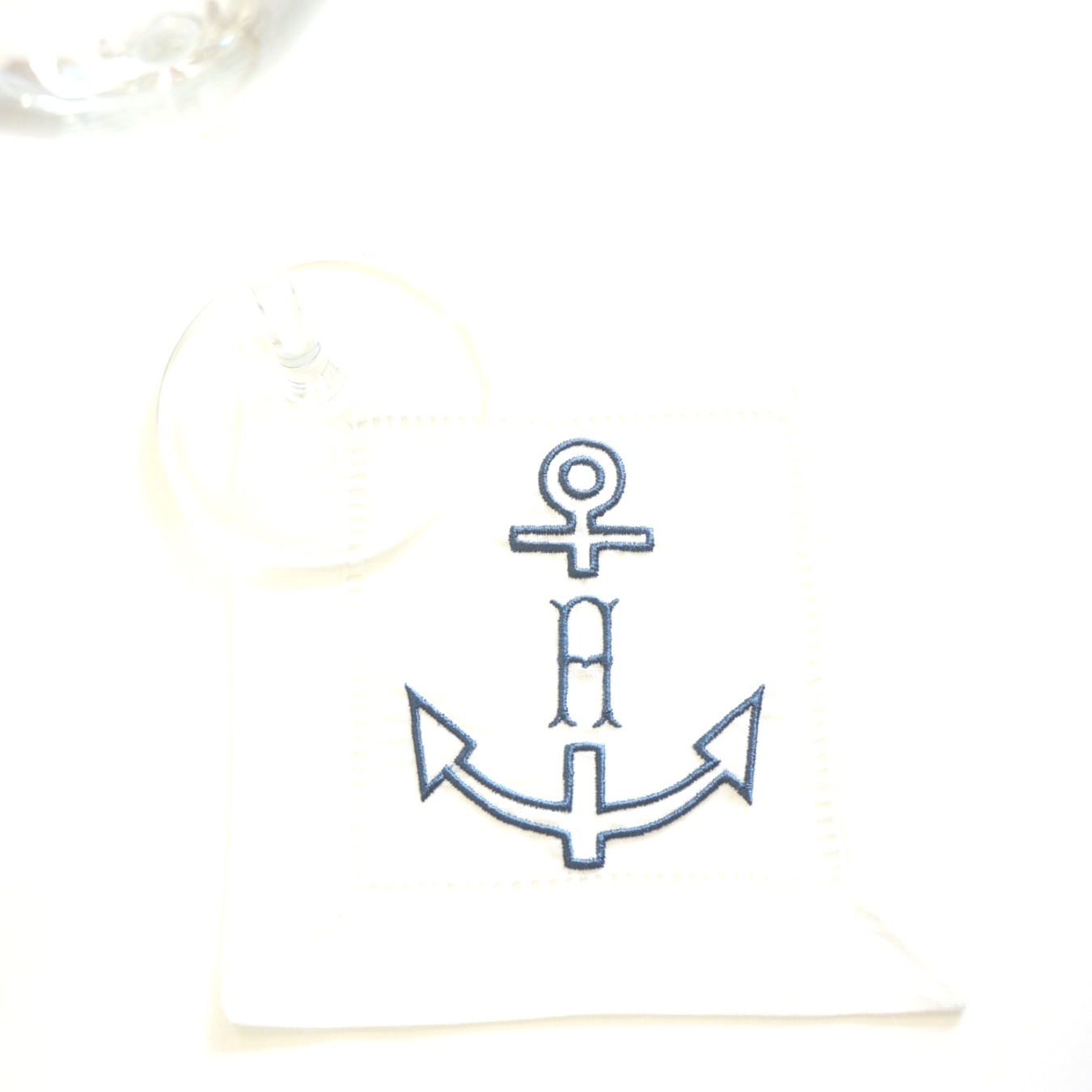 monogrammed table linens | Cocktail Napkins, Anchor Monogrammed, embroidered cocktail napkins ..