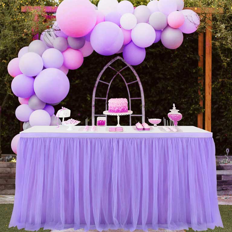 Several Selections of Lavender Hue Table Skirt